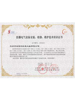 防爆電氣設(shè)備安裝檢修維護(hù)技術(shù)培訓(xùn)證書(shū)